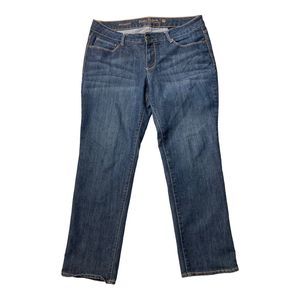 Faded Glory Straight Leg Womens 18P Medium Wash Stretch Accent Stitch Pockets